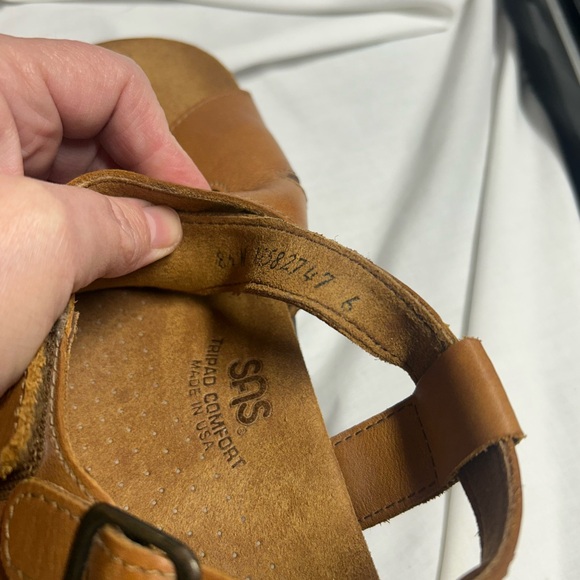 SAS Huggy Sandals Caramel Brown Leather Tripad Comfort Womens Size US 8.5 M - Picture 5 of 10